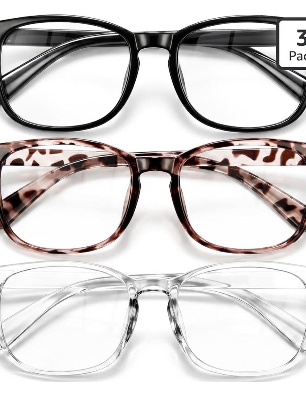Kids 3-Pack Blue, Brown Tortoise & Clear Reading Glasses